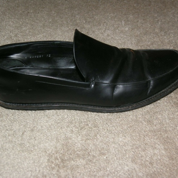 Prada Black Calf Leather Rubber Soled Driving Loafers Size 13 - Picture 2 of 10